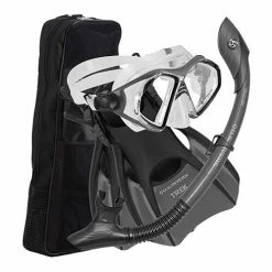 Flash Sale ⌛ U.S. Divers Admiral/Island Dry/Trek Snorkel Set Gun Metal ????