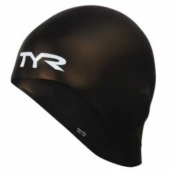 Outlet ???? TYR Long Hair Silicone Swim Cap Black ????